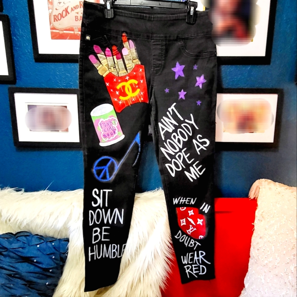 Handpainted denim jeans